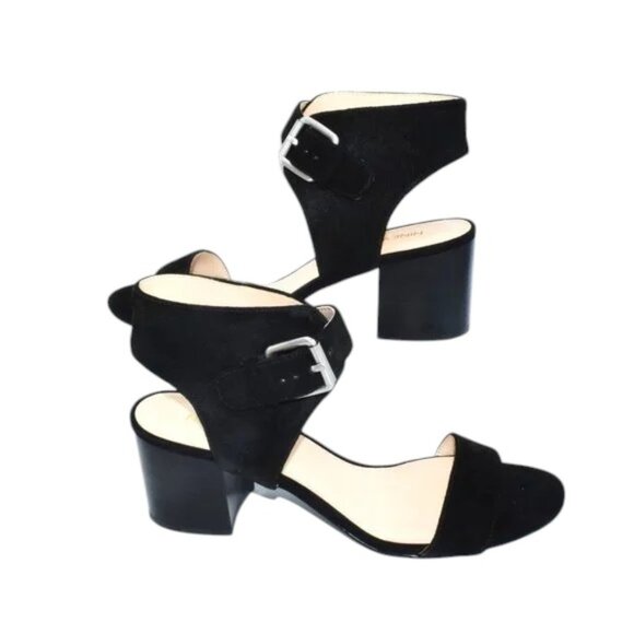 Nine West Big Buckle Sandals Chunky Heels - Picture 2 of 6